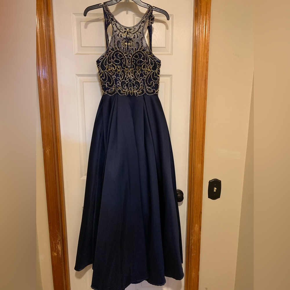 Navy and Gold Formal Dress
